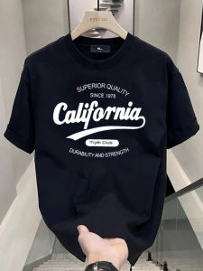 Áo Thun Nam Tay Ngắn in Chữ Thời Trang Mùa Hè Cỡ Lớn Dáng Rộng Cotton Thoáng Khí Thoải Mái Mặc Thường Ngày