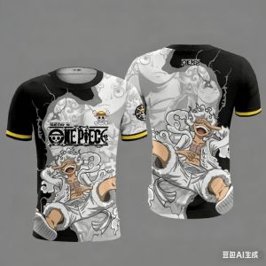 Hot Toys | Luffy jersey 3D printed character pattern T-shirt casual woven top quick drying round neck short sleeved shirt