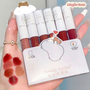 cadia🔥 Love Heart Bear 6-in-1 Set Matte Lip Gloss Tahan Lama Perlindungan Warna