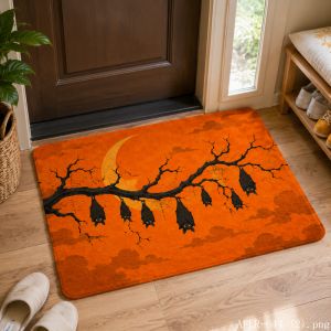 VIKAMA Halloween Bat Floor Mat Soft Non-Slip Bathroom Mat Fall Holiday Entryway Decorative Rug Home Decor