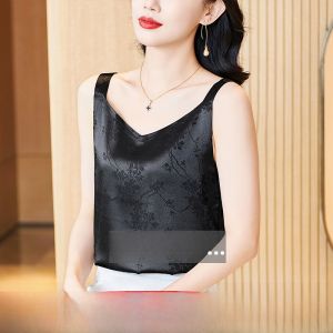 Silk Chinese Style Floral Embroidery Sleeveless Vest Womens Inner Wear Spring Summer New National Style Small Sling Top
