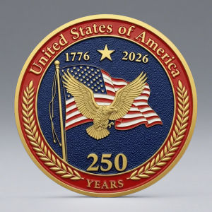 250th Anniversary of Independence Day 2D Printed Collection Coin America Flag Veteran Gold Plated Souvenir Coin Home Decoration