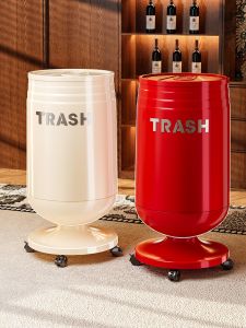 MEIZHUFU | Attractive Covered Movable Large Capacity No Bend Tall Kitchen Trash Can