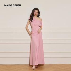 Celeb-Style Off-shoulder Slanted Dress