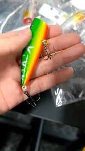 MUXI 1 pc 9g 7cm Popper Umpan Pancing 3D Mata Umpan Crankbait Wobblers Umpan Ikan Pike Bass Ikan Mas