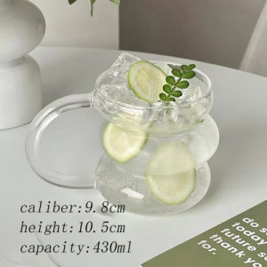 350/400ml Clear Heat Resistant Glass Coffee Mug Glass Latte Cup Milk Water Cocktail Glass Cup Dropshipping Small Niche Design