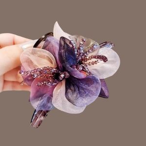 RUIQIU | Elegant Gradient Crystal Flower Back Head Claw Clip