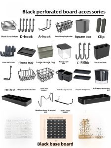 Universal Hook Basket Clamp for IKEA Hole Board Desktop Fixed Connector Modern Minimalist Style Storage Organizer Rack