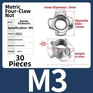 BAIRUITE | Quad Clawed Nut For Furniture And Speaker Wood Embedding