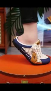TWICE Half Shoes For Men Breathable Soft Mesh Half Slipper Fashion Casual Slip On Loafers Shoes Men Driving Shoes
