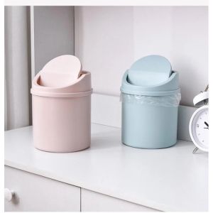 Desktop Mini Trash Can with Finger Tip Lid Open for Home Office Desk Bedroom Sturdy ABS Plastic Clean Waste Space Saving Bin