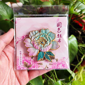 Magnetic Fridge Magnets Peony Flower Metal 3D Travel Souvenirs Chinese Culture Decorative Home Decor Gifts from China