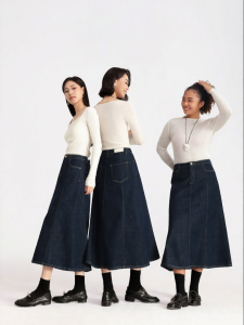 HIPPIE MISS | Hippie Girl Denim Skirt A-line Flared Cover Hips Spring New