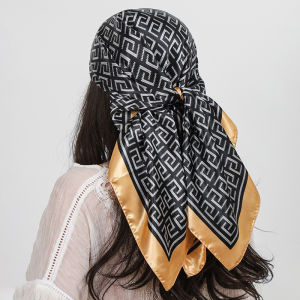 90cm Square Silk Scarf Top Headwraps Four Seasons Hair Foulard Luxury Bandana Femme Headscarf Women Wrap Hijab Accessories