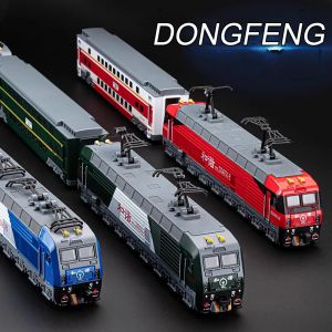 Mô Hình Xe Lửa Điện DONGFENG HEXIE Tỷ Lệ 1:87 Có Đèn Nhạc 4 Cửa Mở Làm Bằng Hợp Kim Đúc Đồ Chơi Giáo Dục Cho Trẻ Em