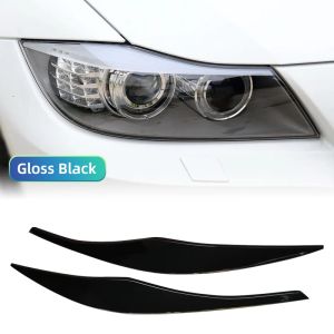 For BMW 3 Series E90 E91 2005 2006 2007 2008 2009 2010 2011 Sedan / Touring 2pcs ABS Gloss Black Headlight Eyebrows Eyelid