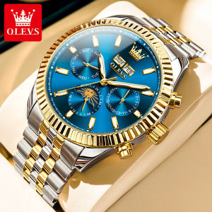 OLEVS watch for men waterproof 2024 top original brand fully automatic machinery watch for mens dual calendar multifunctional dial stainless steel men casual watches [Three-year warranty]
