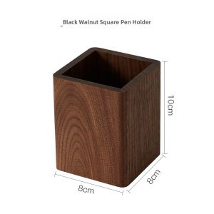 Japanese Style Wooden Square Pen Holder Office Desk Organizer Simple Storage Box High End Bookshelf Gift Decoration Accessories