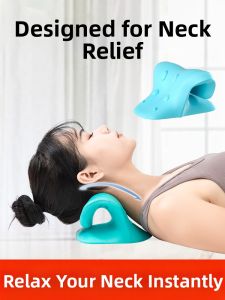 Neck Massager Corrector Pillow C-Shaped Traction Neck Support Cushion Back Pain Relief Massage Pad Mechanical Control Butterfly Shape