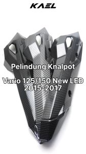 Cover Knalpot Honda Vario 125-150 New LED eSP 2015-2017 Karbon-Carbon-Hitam Polos Tutup-Tameng-Pelindung Kenalpot-Muffler-Exhaust