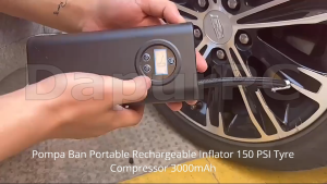 Pompa Ban Portable Rechargeable Inflator 150 PSI Tyre Compressor 3000mAh