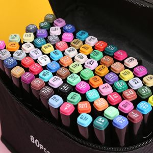 Marker 24/36/48/60/80Colors Art Marker Set Dual Head Sketch Markers Brush Pen for Draw Manga Animation Fashion Student Design Art Supplies Warna Sketsa Spidol