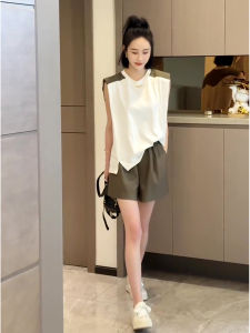 Slimming Lightweight Sporty Casual Womens Set Summer New Fashion Sleeveless Short Sleeve Shorts Two-Piece Suit