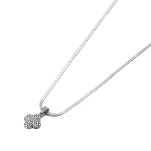 Lokaer Luxury Stainless Steel Full Inlaid Zircon Flower Pendant Necklace For Women Gold Color Snake Chain Wedding Jewelry N26011