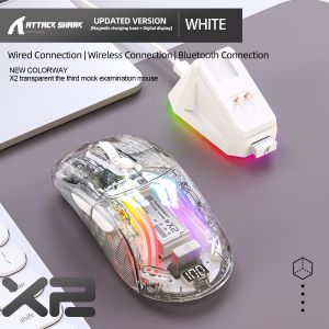 ATTACK SHARK | ATTACK SHARK X2Pro Wireless Gaming Mouse RGB Transparent Tri-Mode BT5.0 2.4G USB-C with Charging Dock