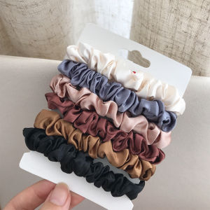 Silk Blend Hair Ties Set of 6 Elastic Hair Bands Non-Slip Cute Bowknot Hair Bands for Girls Korean Style Hair Accessories