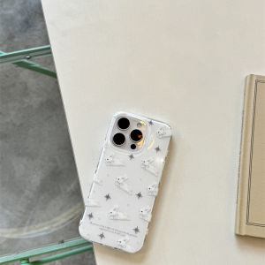 Korean Style Cute Rabbit Wing Bracelet Pendant Double Layer Print Anti-Fall iPhone 15 pro Max Compatible Hard Shell Case for Apple 13