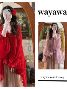 Áo Sơ Mi Chiffon Ngọt Ngào Tay Dài Rộng Rãi Mùa Hè 2025 Áo Sơ Mi Búp Bê Phong Cách Hàn Quốc Thường Ngày Không Có Thương Hiệu