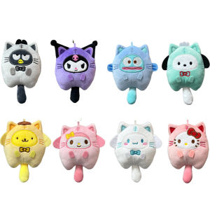 【sanheZ】Cute Sanrio Plush Keychain Soft Toy Tiger Series Doll Kulomi Penguin Cat Cinnamoroll Plushie Bag Pendant Kids Gift