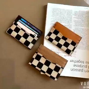 ReadyStock🔥Women Ultra-Thin Canvas Card Holder Wallet Purse Genuine Leather Dompet Kad A15