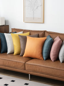 Orange Technology Fabric Pillow Sofa Living Room Pillowcase without Core Backrest Pad Home Decor Square Shape PP Filling