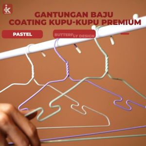 Indokurnia 6 pcs Gantungan Baju Coating Kupu Kupu Premium