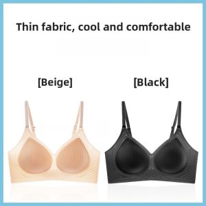 miiow | Cat Person Soft Support Bra Womens Summer Thin Cool Feeling Breathable Seamless Anti-Sagging Wireless Underwear Small Chest Illusion