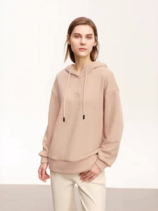 AMII | Minimal Hand-drawn Embroidered Plus Velvet Hoodie