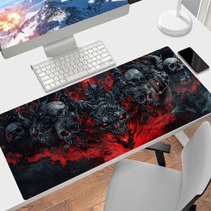 Tấm Lót Bàn Làm Việc Hình Đầu Lâu Quỷ Kinh Dị VIKAMA XXL Chống Trơn Trượt Làm Bằng Cao Su Kèm Phụ Kiện Bàn Phím Gothic Dành Cho Game Thủ