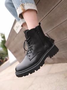 Korean Version Martin Boots: Lace-Up Ankle Boots Thin Section All-Match Fashion