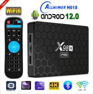 New X98H Pro Android 12 TV Box Allwinner H618 Quad Core Cortex A53 4K HD 60fps VP9 2.4G&5G WiFi6 Bluetooth 5.X 4GB 32GB 64GB 1000M Ethernet HDMI in Smart Media Player Support Voice Assistant 2022 Set Top Box