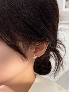 AURORA Real 925 Silver Frosted Gold Silver Vintage Flower Earrings Jewelry G9433