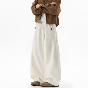 OULUDE | American Street Button Stylish Loose Fit Mens Pants