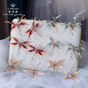 Love Poem Handmade Butterfly Flower Hairpin Wedding Bride Traditional Chinese Style Hair Accessories Alloy Embedded Artificial Gem