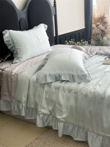 French Style Sweet Girl~ Pink Girl Heart Air Conditioner Quilt Ice Silk Cool Skin Washable Lyocell Summer Cool Quilt Four Piece Set