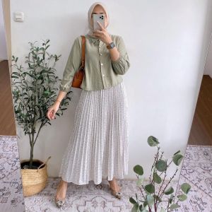 New Helisa Set SET ROK PLISKET KEKINIAN SET ROK TERBARU OOTD HIJABERS KEKINIAN