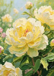 KAYOU | Paint By Numbers Yellow Peony Flower DIY Frameless HandPainted Wall Art Coloring Painting for Living Room Home Decoration
