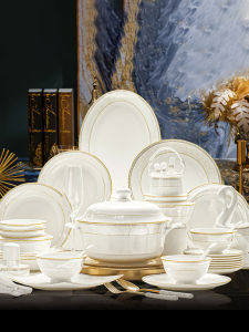 TAOYI | Luxury High Aesthetic Ceramic Bone China Tableware Set Home Use Gift For Moving