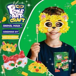 Poke-in Art Animal Masks Mess-Free Fun for Kid DIY Wood Craft Kits Creative Activity Gifts for Girls & Boys