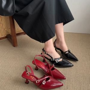 LOEI Estella Sepatu Glossy Hak Tinggi Wanita Modis Tali Silang B09